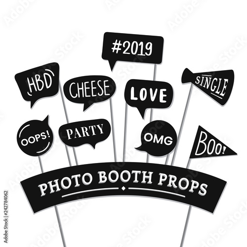 Word expressions set for party photo booth props vector