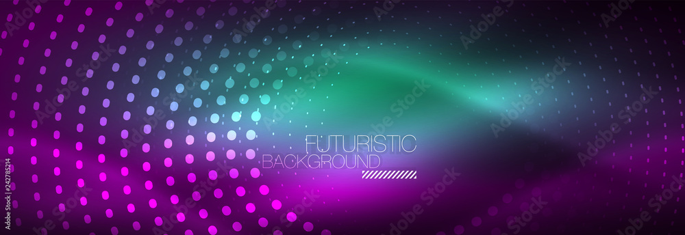 Glowing neon circle line dots, round line design, abstract style on black background. Neon abstract round circles Magic neon lights and glowing dots Glowing neon circle line dots, round line design, abstract style on black background. Neon abstract round circles Magic neon lights and glowing dots