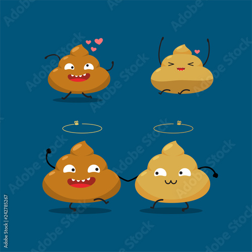 A cute couple of shit. Vector Illustration