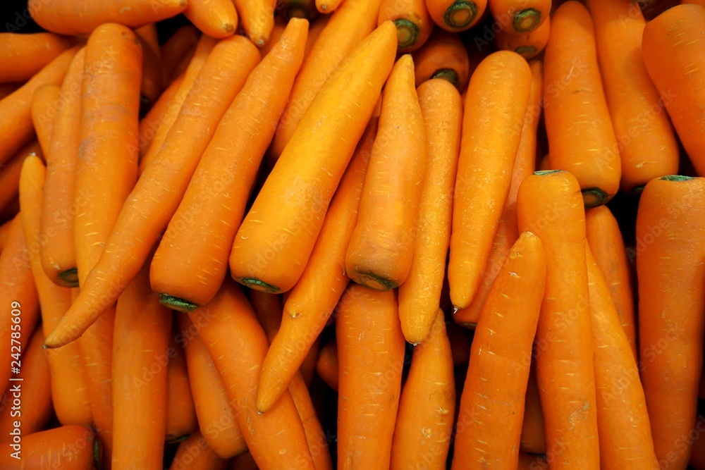 Fresh organic carrots in the farmer market.