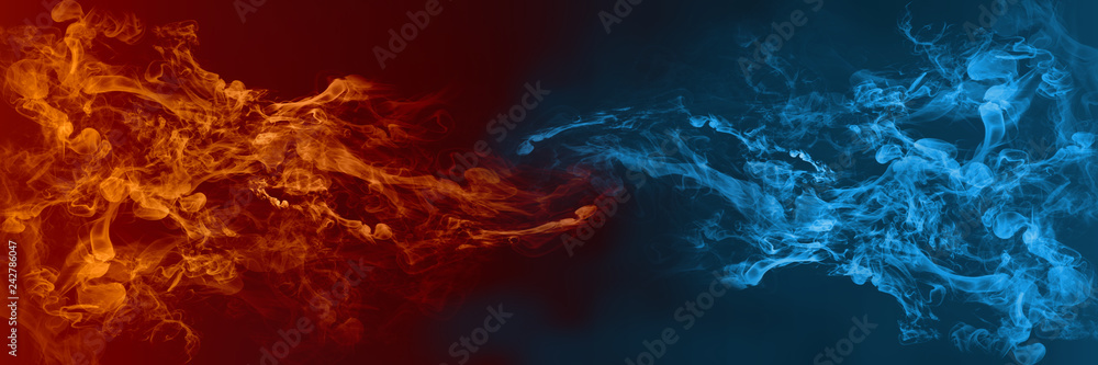 Abstract Fire and Ice element against (vs) each other background. Heat and  Cold concept Stock Illustration | Adobe Stock