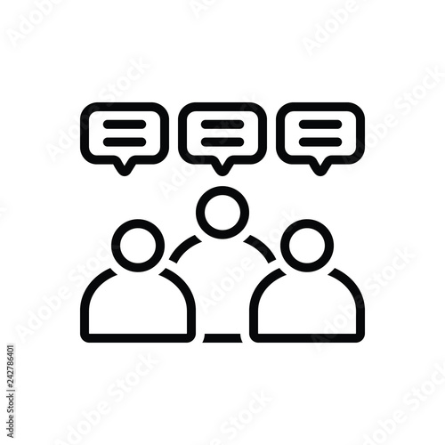 Black line icon for social group  