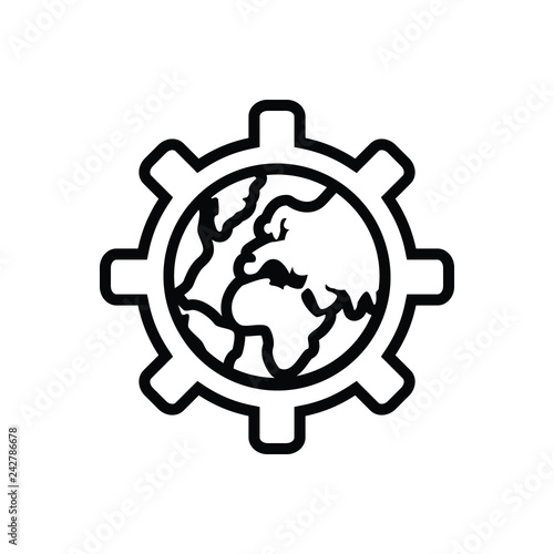 Black line icon for globalization 