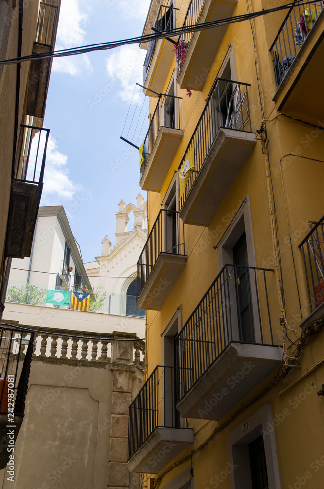 Narrow streets of the city of Girona