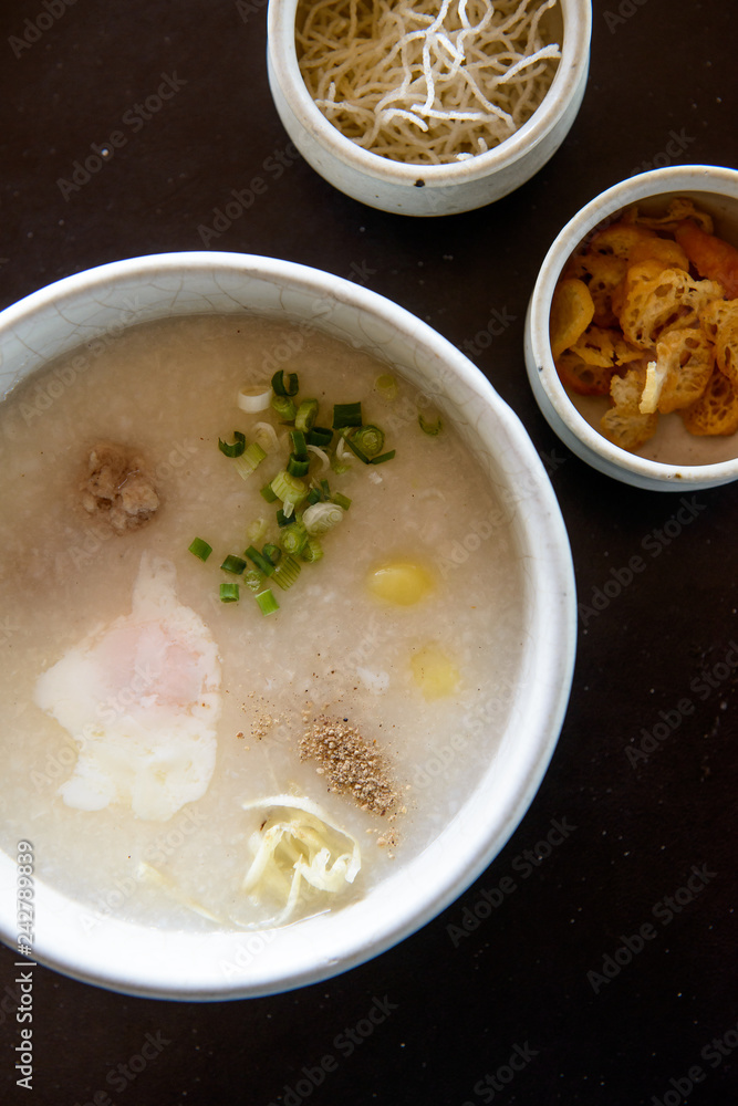 pork ball congee with egg pork ball congee with egg
