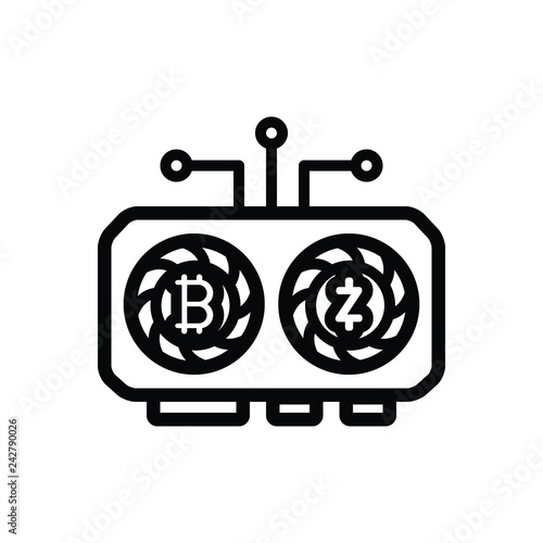 Black line icon for gpu 
