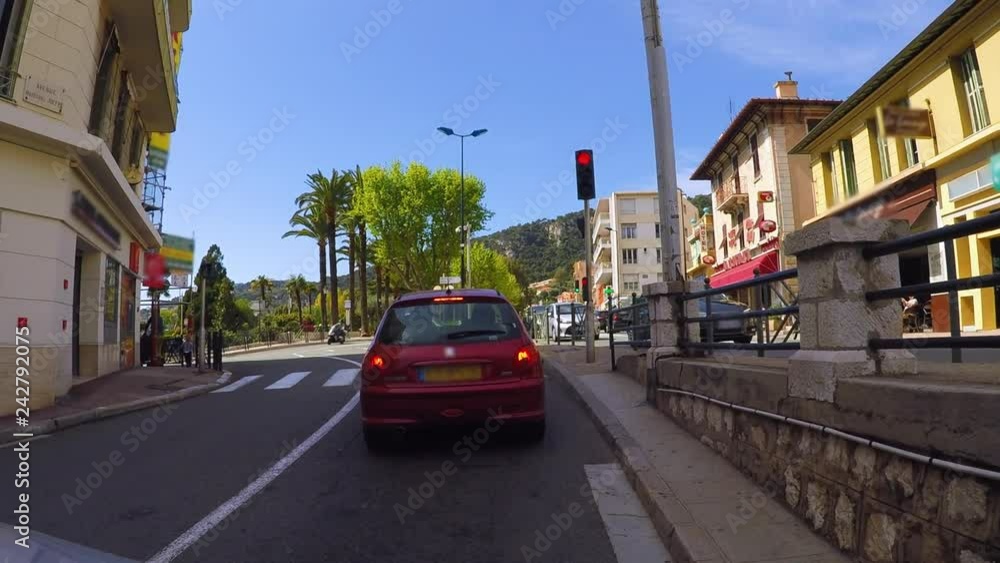 Wide Angle: Car Stopped at Stoplight Wide Angle: Car Stopped at Stoplight