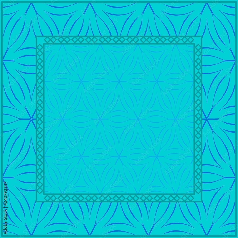 Design Of A Geometric Pattern . Vector Illustration. For Print Bandana, Tablecloth, Fashion. Blue color