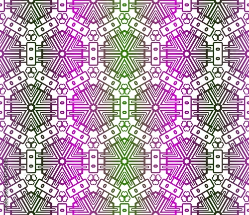 Decorative Geometric Ornament. Vector illustration. Template for backgrpund, print. Green, purple color