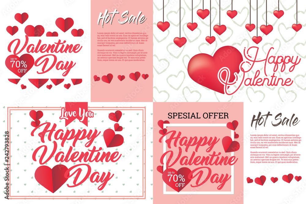 Naklejka premium Vector Valentine's day cards templates