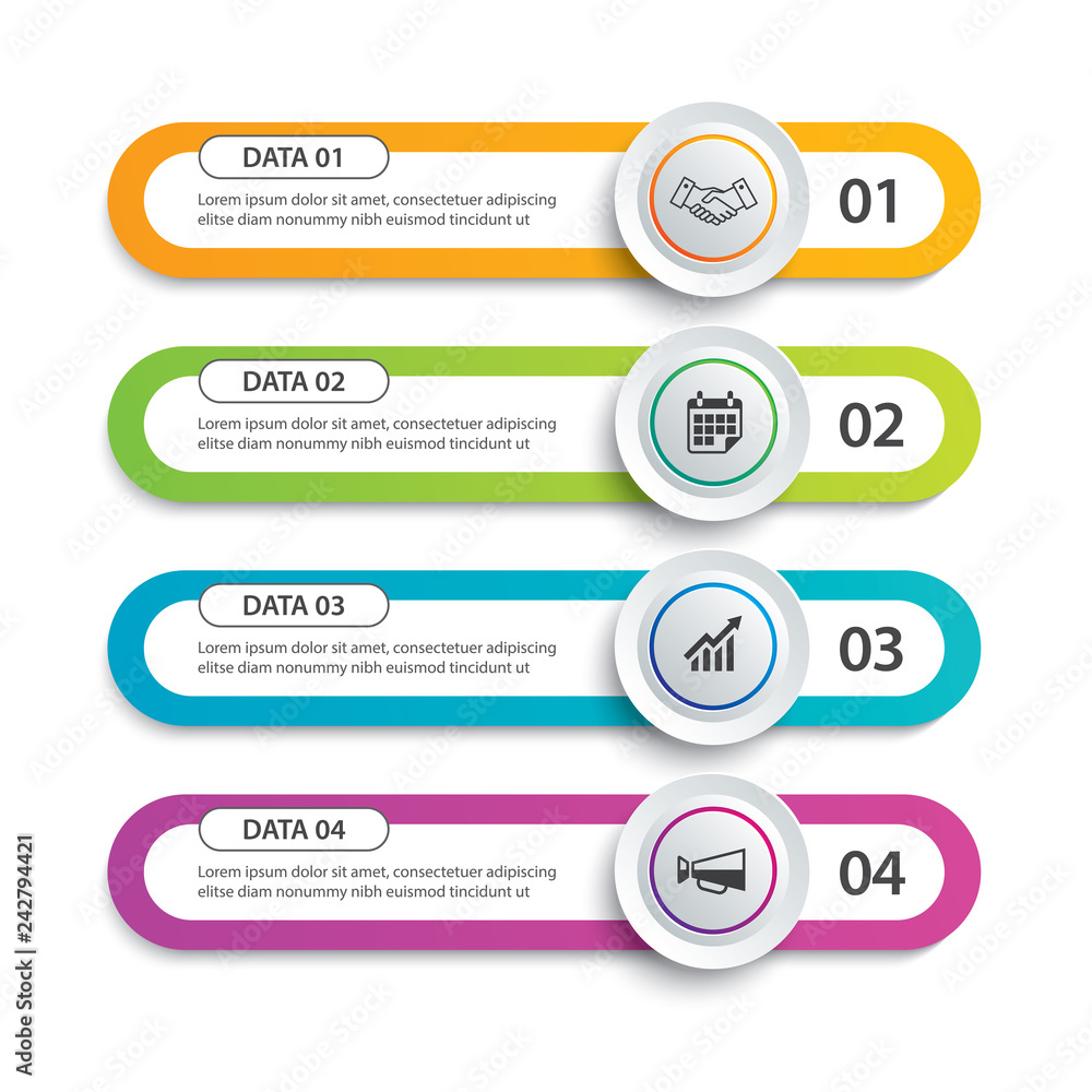 Infographic circle and tab index in horizontal paper with 4 data template. Vector illustration abstract background. Can be used for layout, business step, web design. Infographic circle and tab index in horizontal paper with 4 data template. Vector illustration abstract background. Can be used for layout, business step, web design.