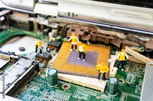 figurine maintenance team model repair main board computer photo