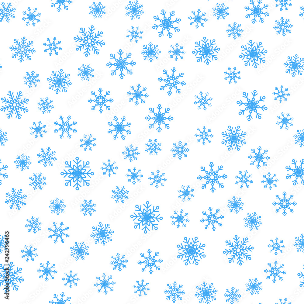 Seamless pattern of winter snowflakes vector background.