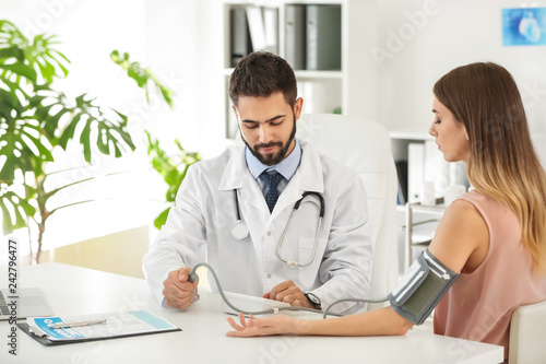 Male doctor working with fe...