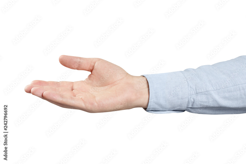 Hand holding or asking or giving something, isolated on white background Hand holding or asking or giving something, isolated on white background