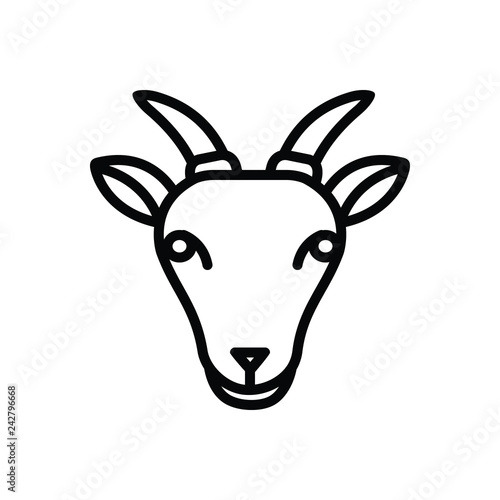 Black line icon for goat 