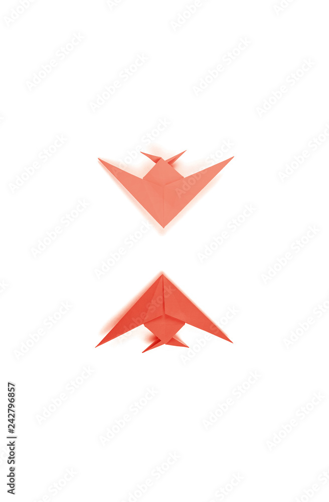 Two origami fishes isolated on white background. Two origami fishes isolated on white background.