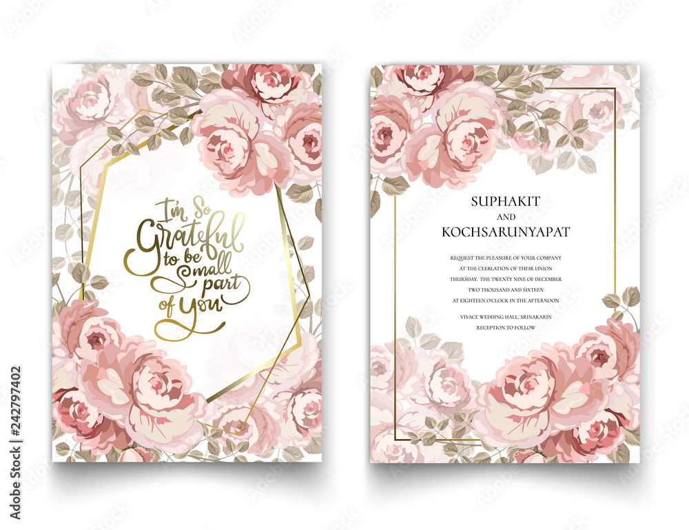 The pink roses frame for invitation cards and graphics.