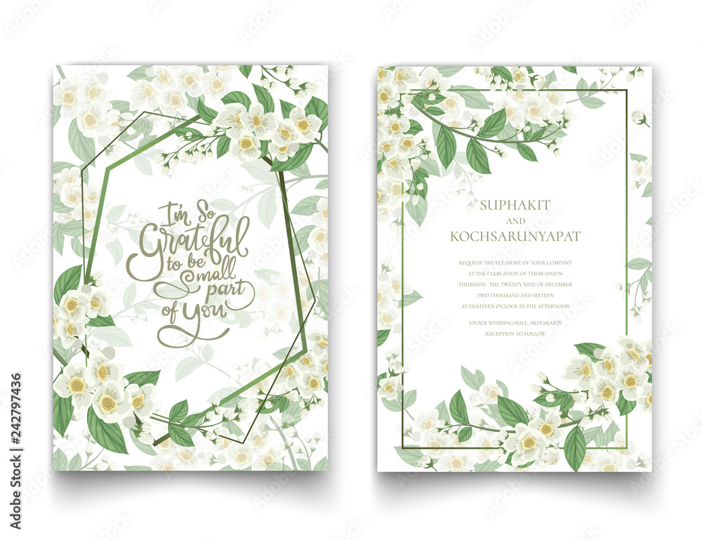 Jasmine invitation card and letter collection.