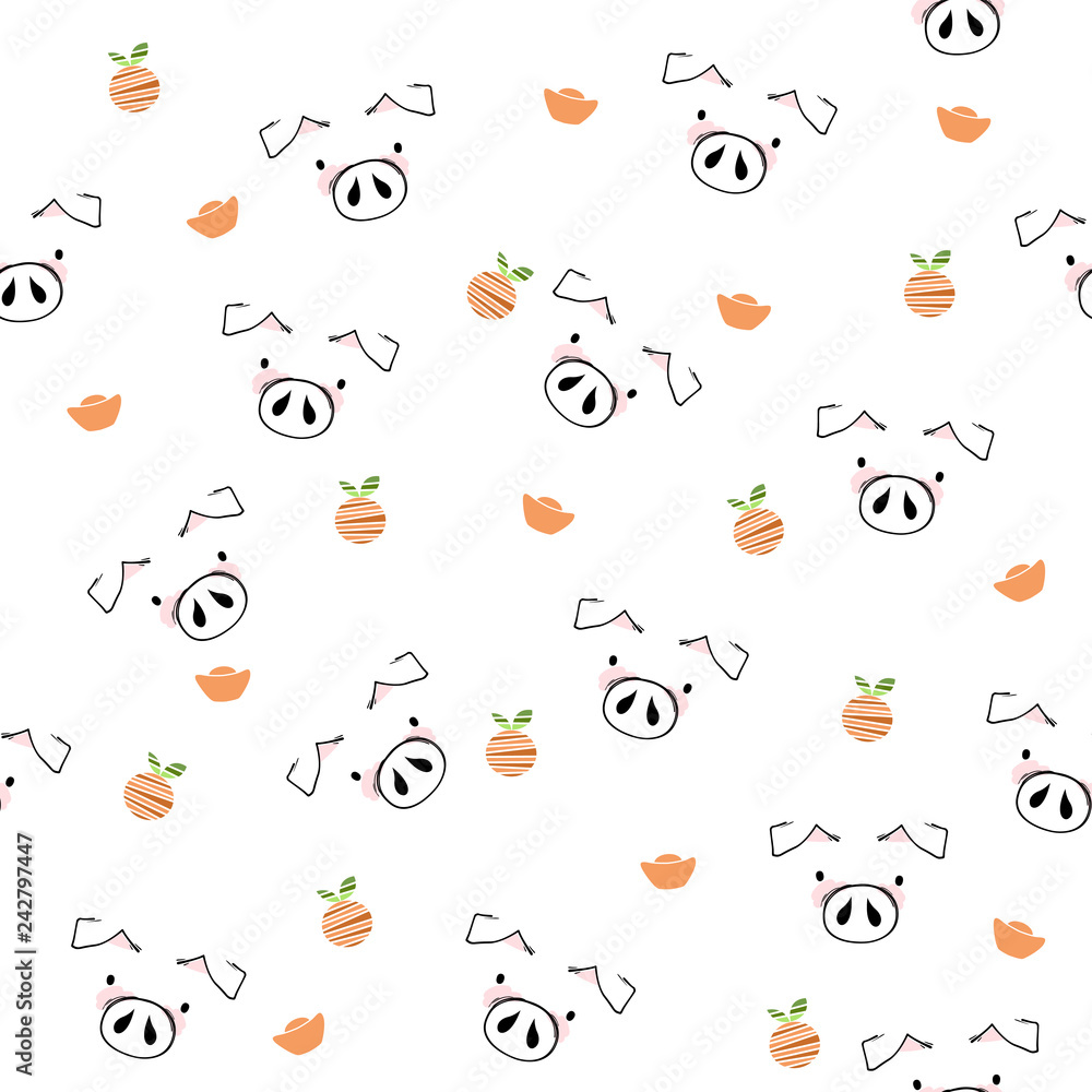 Cute pig pattern background. Cute pig pattern background.