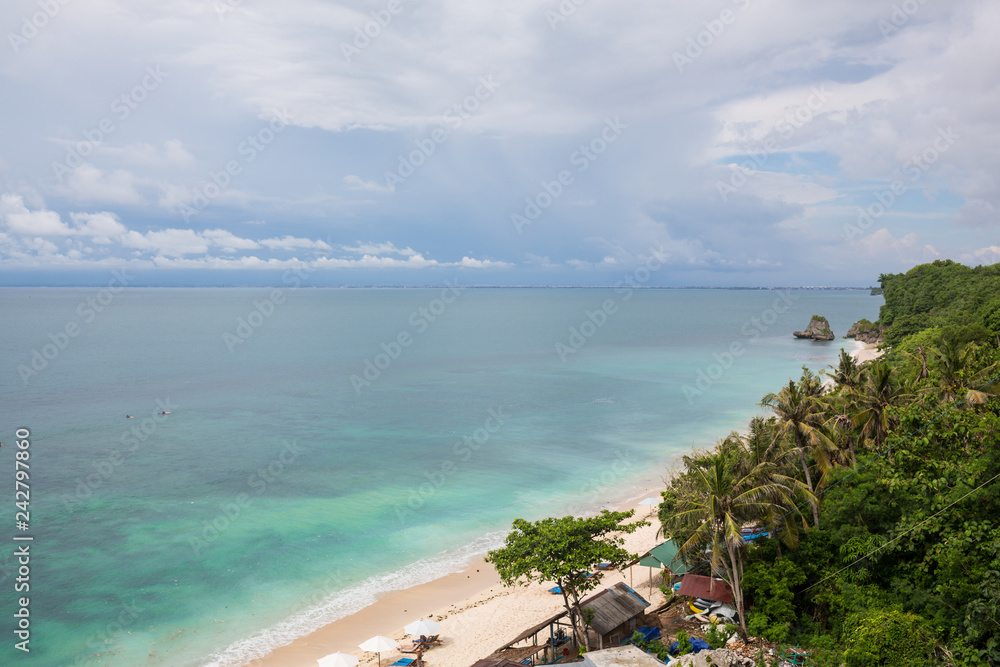 Beautiful outdoor view with tropical sea ocean and beach for holiday travel and vacation
