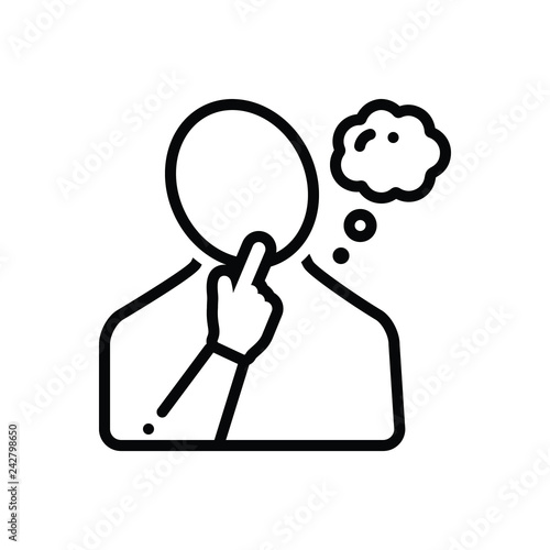 Black line icon for thoughtful
