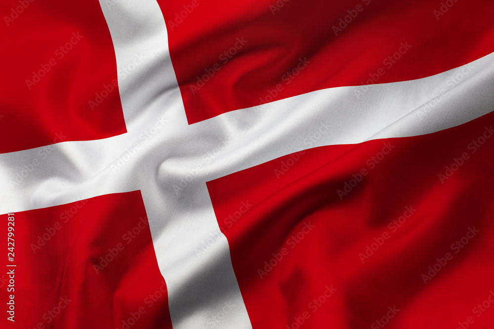 Fototapeta premium Satin texture of curved flag of Denmark