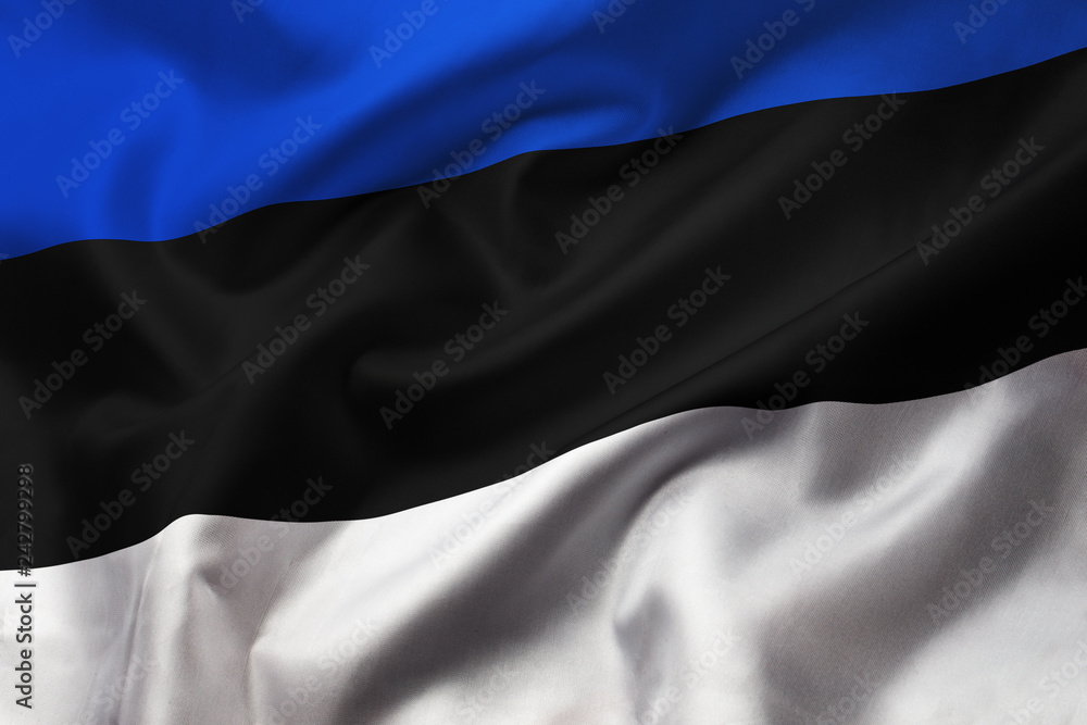 Satin texture of curved flag of Estonia Satin texture of curved flag of Estonia