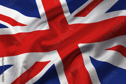 Canvas-taulu Satin texture of curved flag of Great Britain