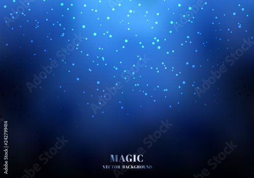 Magic night blue sky background with sparkling glitter.