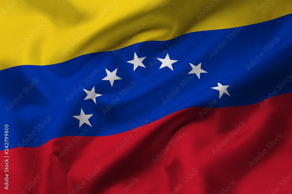 Satin texture of curved flag of Venezuela Satin texture of curved flag of Venezuela