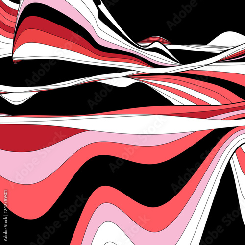 Abstract colored background with wavy elements