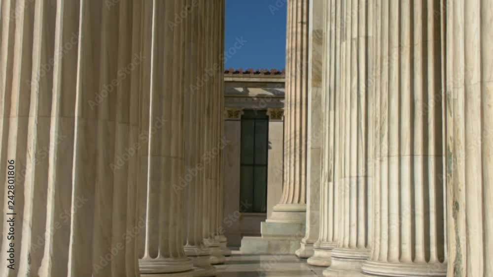 Slow motion tilting view of exterior of the Academy of Athens, Greece Slow motion tilting view of exterior of the Academy of Athens, Greece