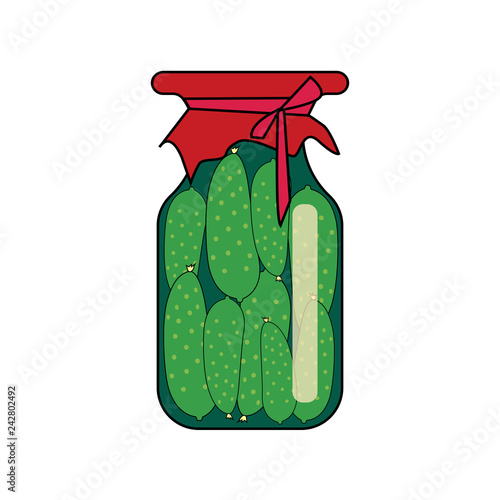 glass jar of pickled cucumbers