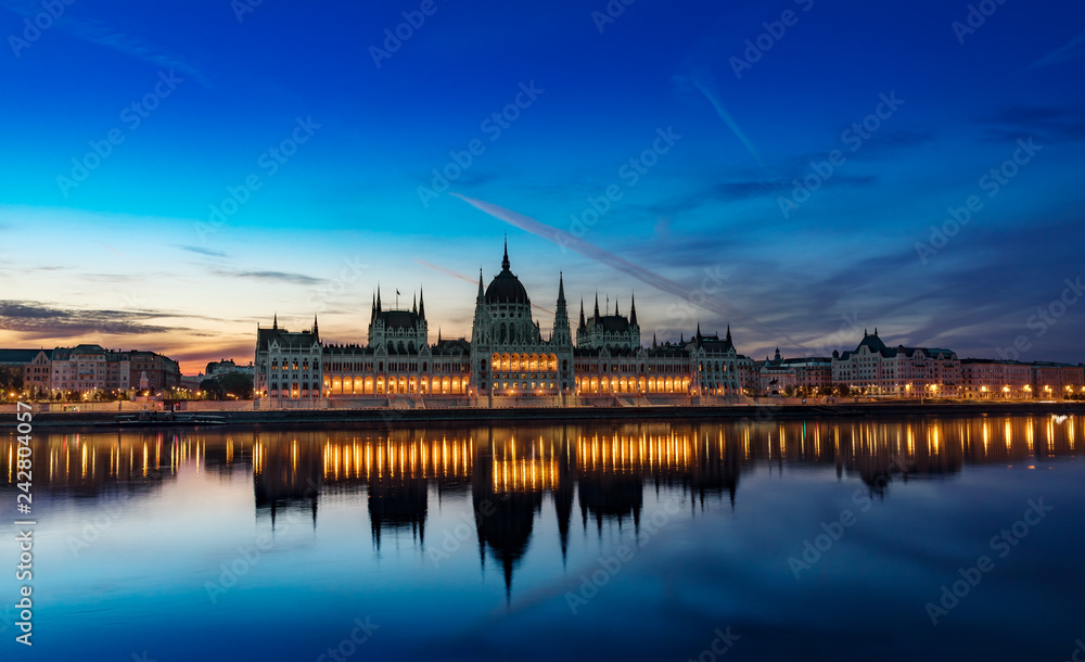Budapest Pariliament Building by Early Morning Blue Hour
