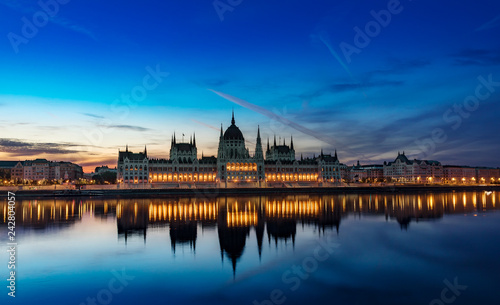 Budapest Pariliament Building by Early Morning Blue Hour