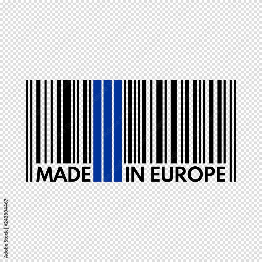 barcode made in europe, vector illustration on transparent background barcode made in europe, vector illustration on transparent background