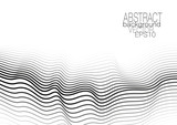 Modern template with op art pattern. Monochrome undulating lines on white background. Vector abstract layout for brochure, leaflet, flyer, book, poster, presentation. EPS10 illustration