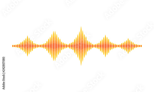 Yellow-orange music wave. Sound vibrations. Abstract digital waveform. Musical theme. Vector design