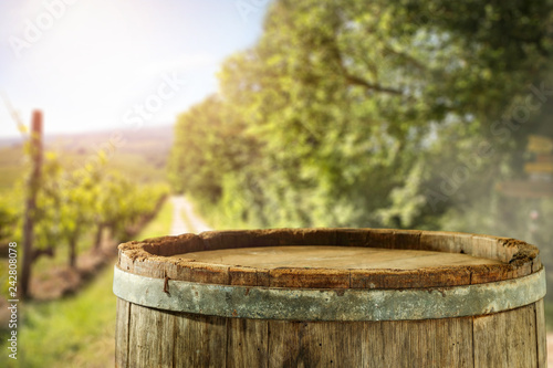 Barrel background of free space for your decoration and landscape of Tuscany  © magdal3na