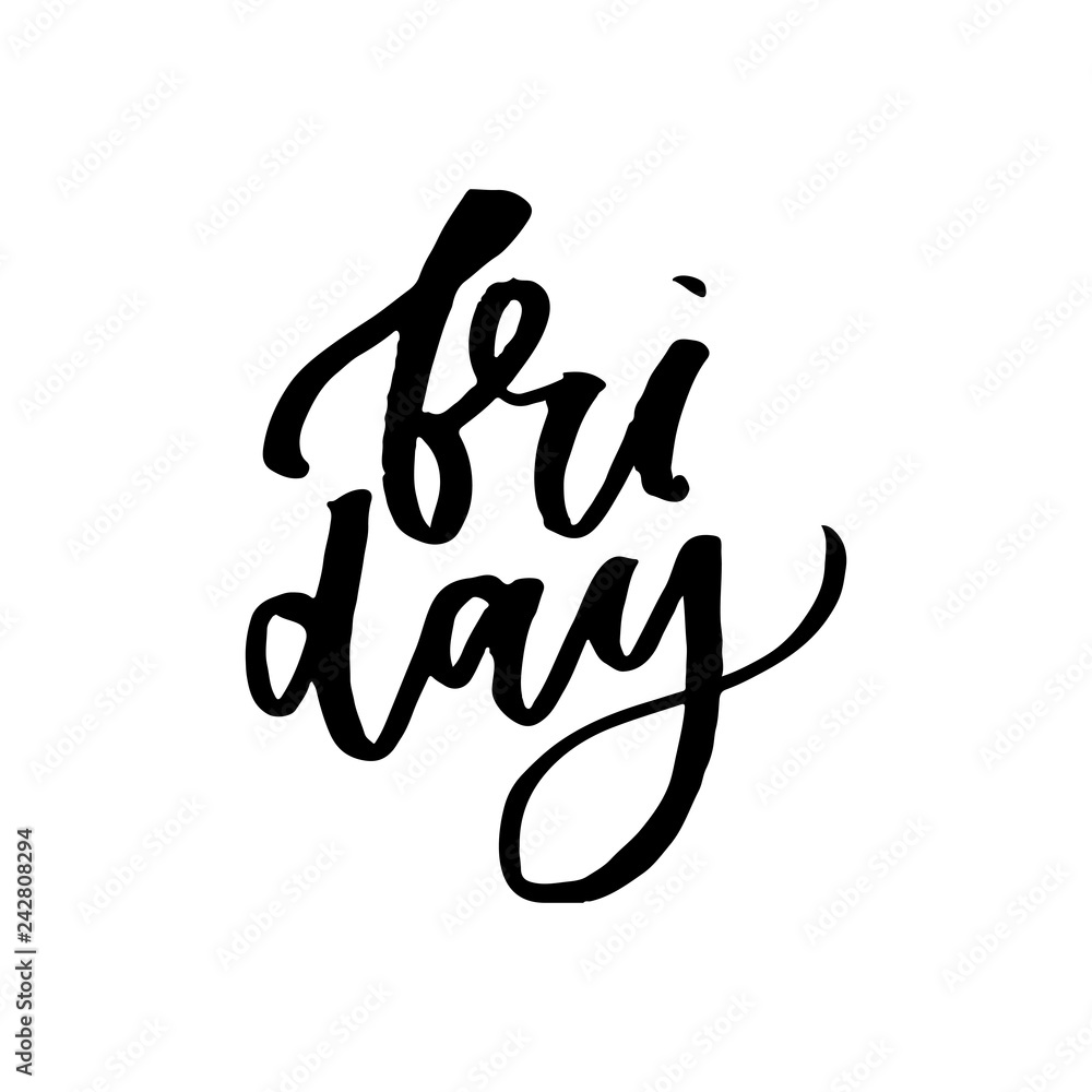 Fototapeta premium Hello, Friday - hand painted ink brush pen modern calligraphy.