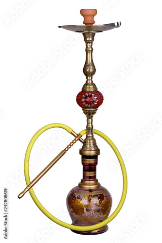 Wine glass hookah with yellow hose photo