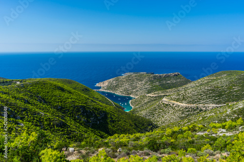 Greece, Zakynthos, Roads down the mountains to porto vromi harbor