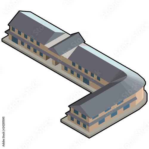 Isometric hotel, apartment, building for any kind of business, map and web print works. 