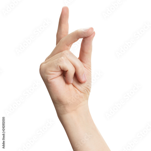 Male hand in a snapping gesture, isolated on white background