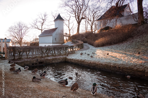 Obraz na płótnie The open air museum Gamle Bergen, Norway w salonie