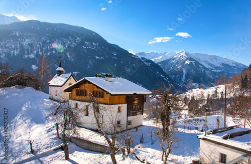 Landscape countryside, Swiss alps. winter time