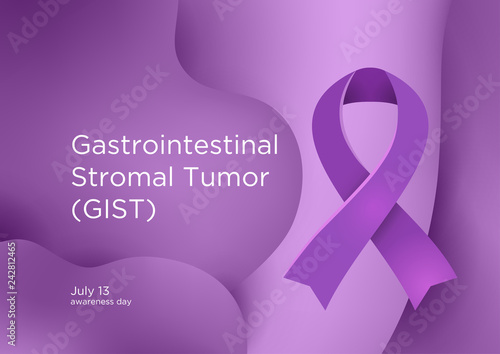 Gastrointestinal Stromal Tumor GIST awareness day in July 13. Lavender or violet color ribbon Cancer Awareness Products.