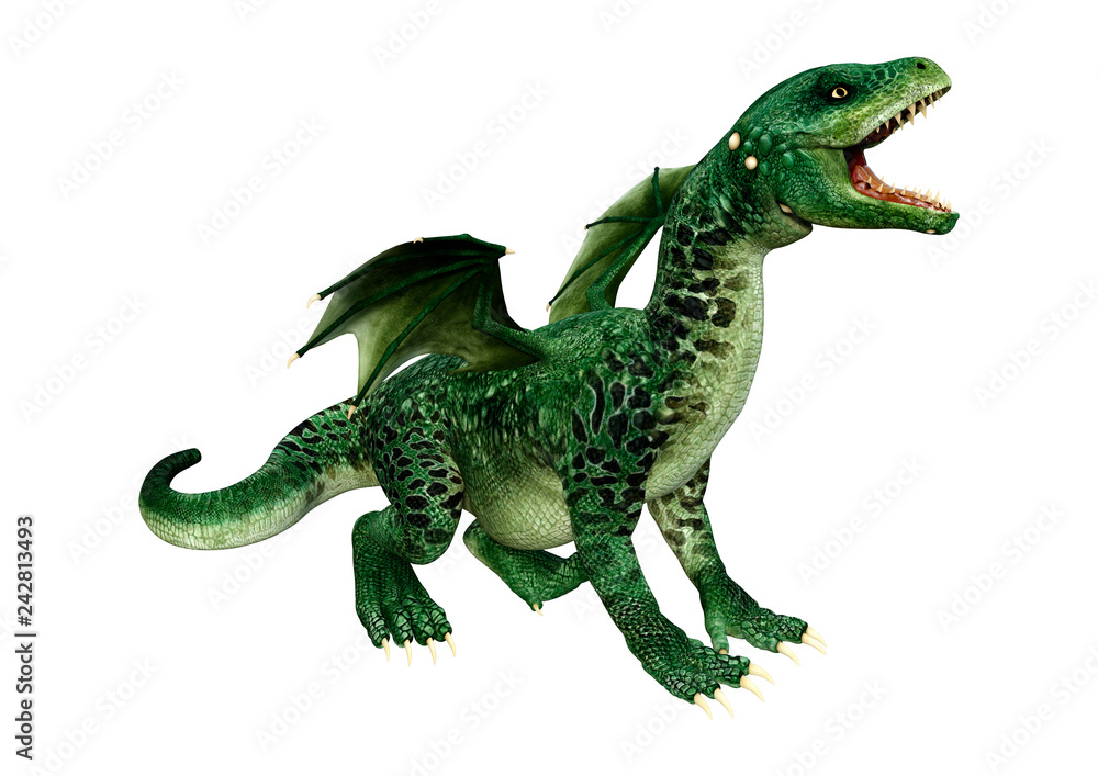 3D Rendering Fairy Tale Dragon on White 3D Rendering Fairy Tale Dragon on White
