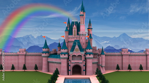 Fantasy fairy tale castle 3D illustration